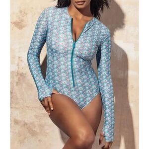 Mott50 Mila Long Sleeve One Piece Swimsuit Royal Orchid Blue XS